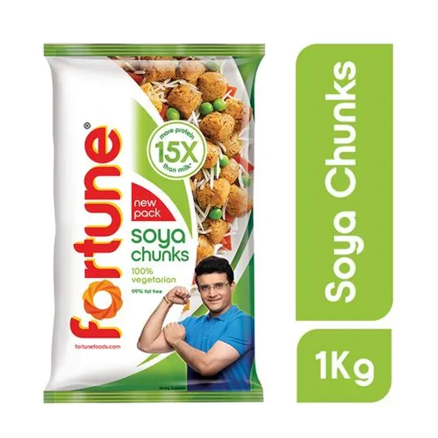 Fortune Soya Chunks, 1 kg Pouch-1.webp